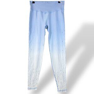 Victorias Secret Pink Active Leggings Womens Sz S Blue Seamless Ombre Cut-Out